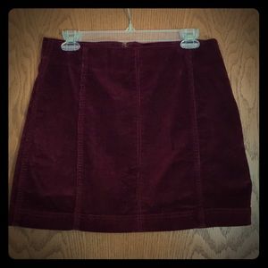 Maroon Corduroy Mini Skirt
